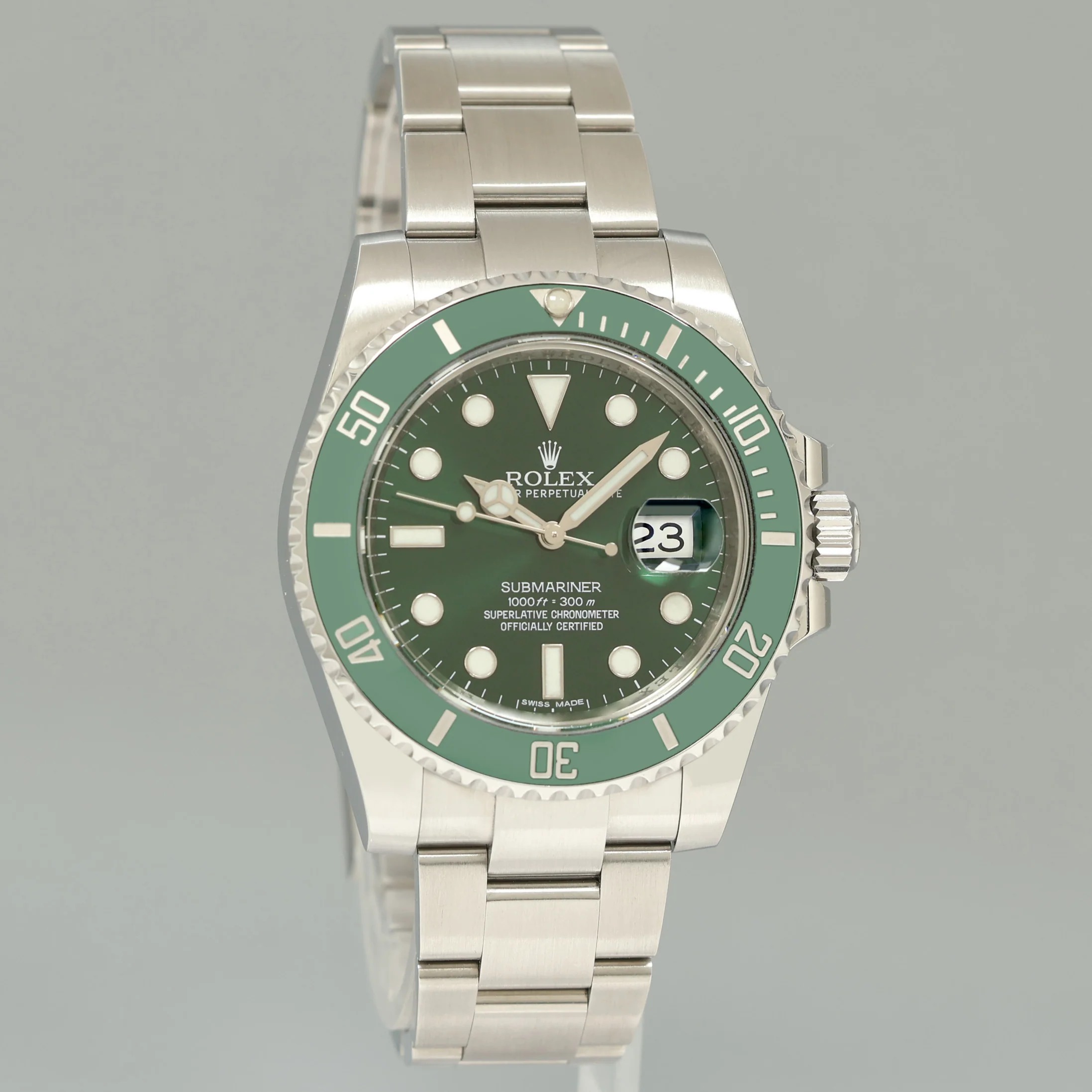 2013 STICKERS PAPERS Rolex Submariner Hulk Green Dial Ceramic 116610LV Steel Watch - Image 3