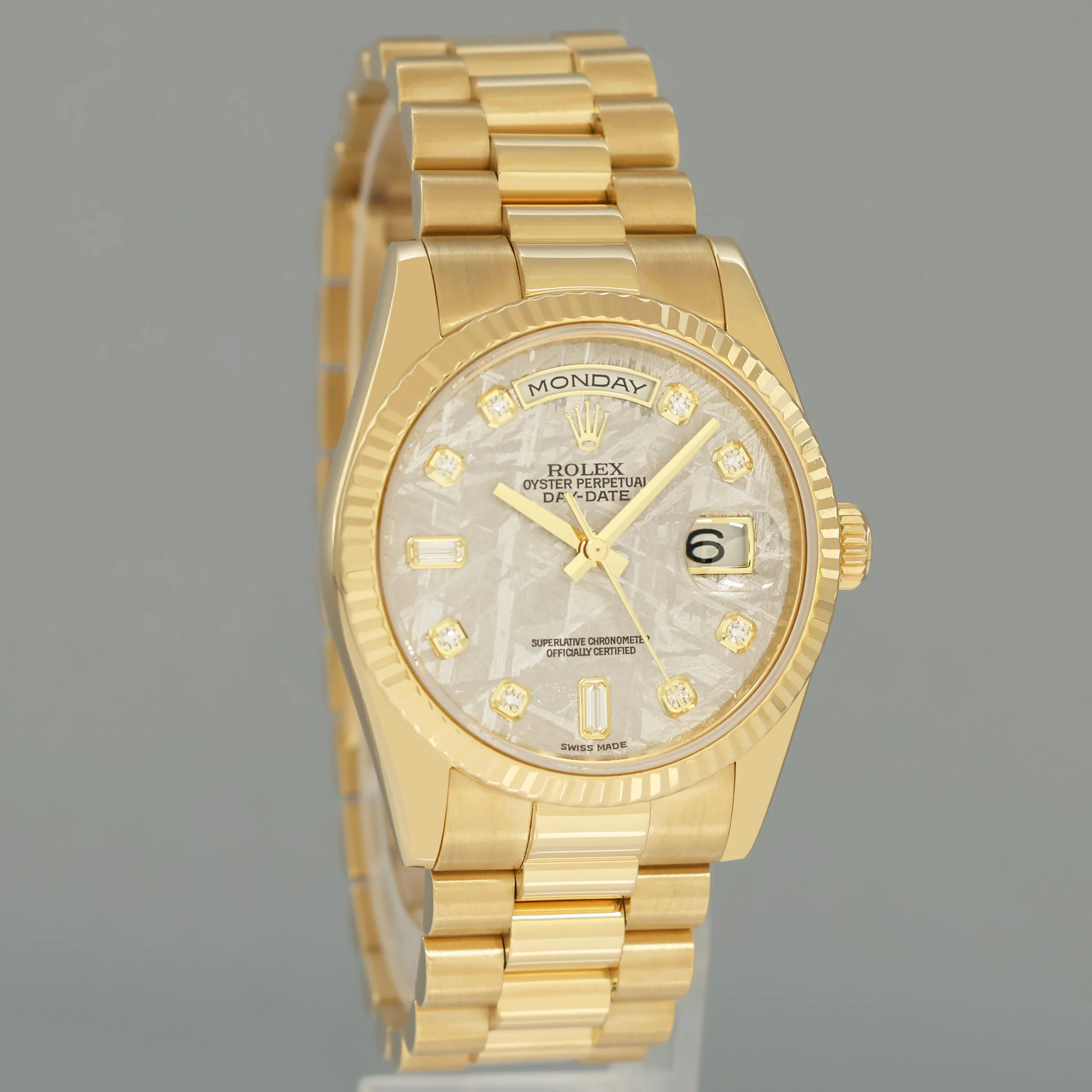 2017 PAPERS MINT Rolex President Day Date Yellow Gold 118238 Meteorite Diamond Watch - Image 3