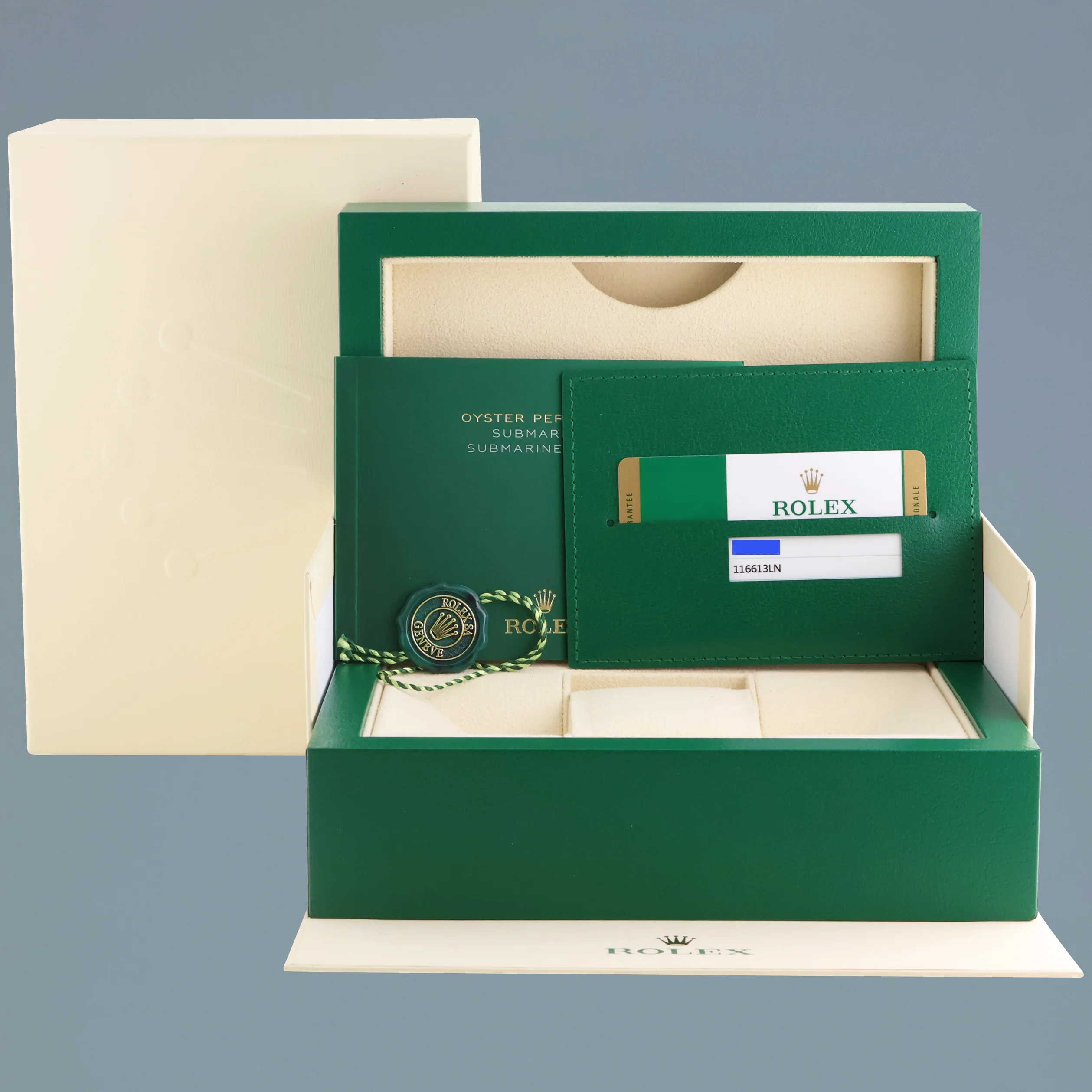 2017 PAPERS Rolex Submariner 116613 Two Tone Steel Yellow Gold Black Ceramic Watch - Image 7