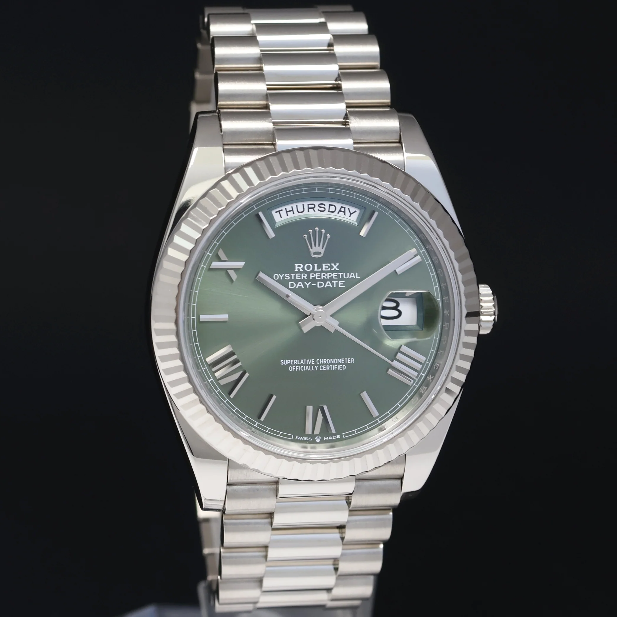 2019 MINT PAPERS Rolex Day Date 40 White Gold President GREEN OLIVE 228239 Watch - Image 3