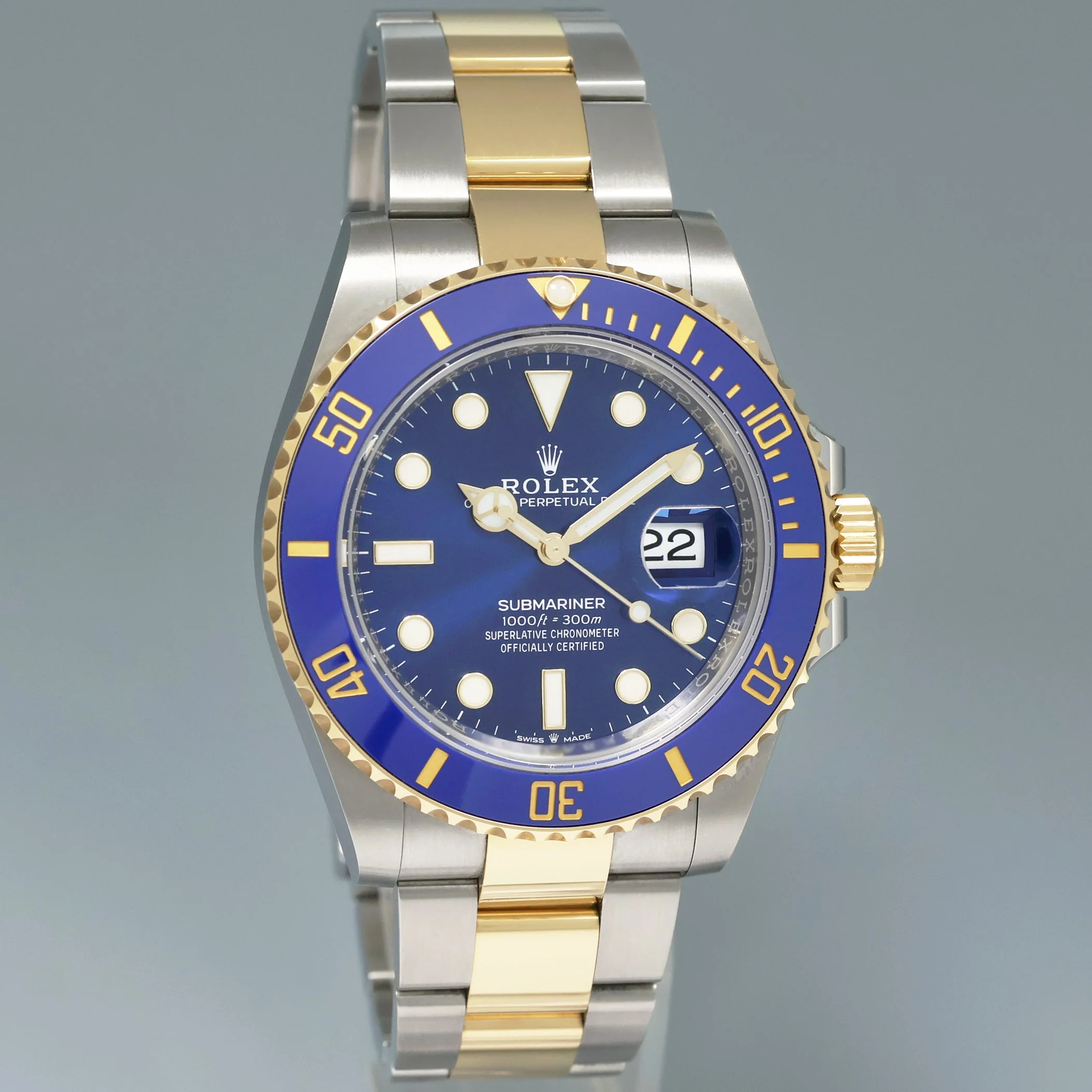 2022 NEW PAPERS Rolex Submariner 41mm Blue 126613LB Two Tone Yellow Gold Watch Box - Image 3