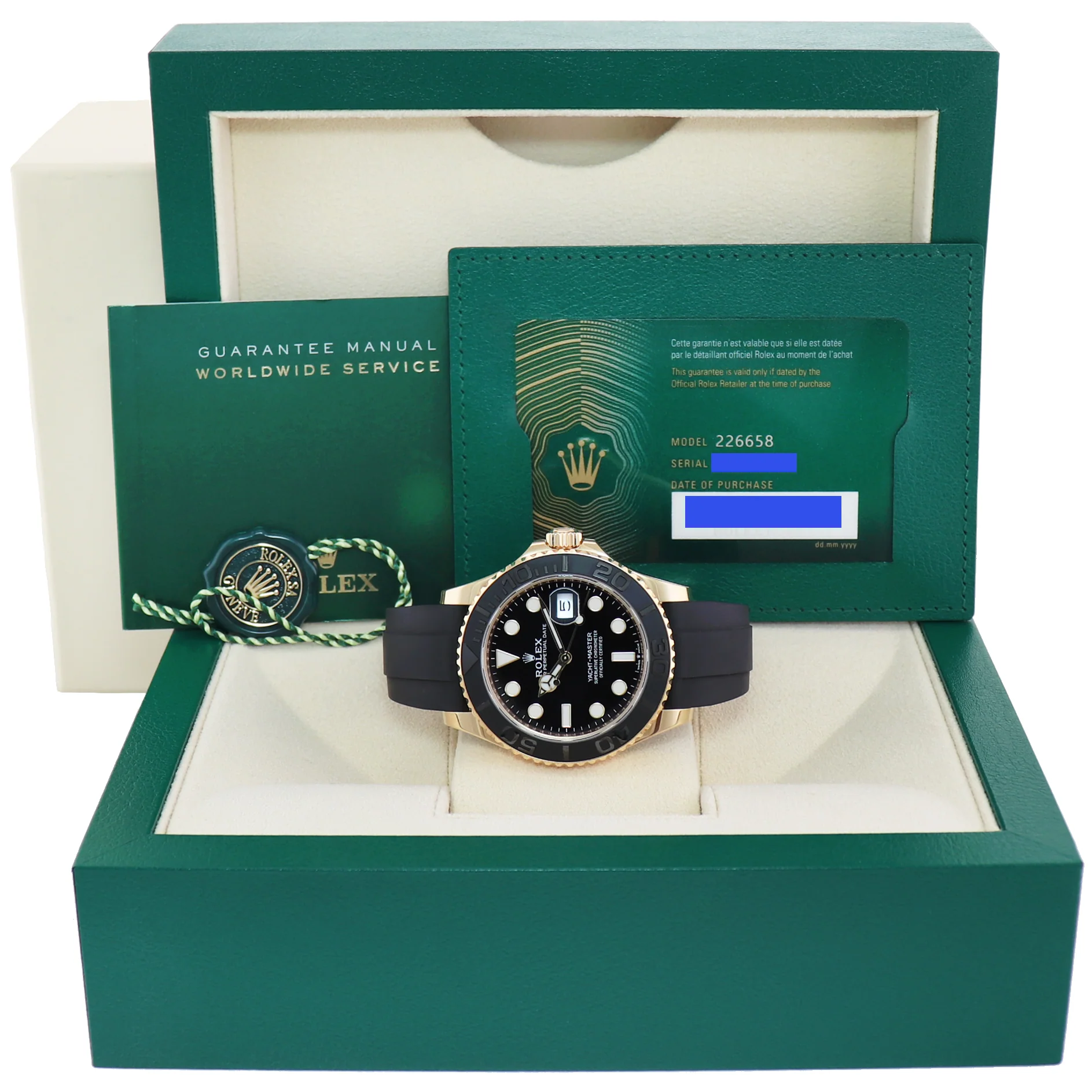 2022 NEW PAPERS Rolex Yacht-Master 226658 Yellow Gold 42mm Oysterflex Watch Box - Image 8