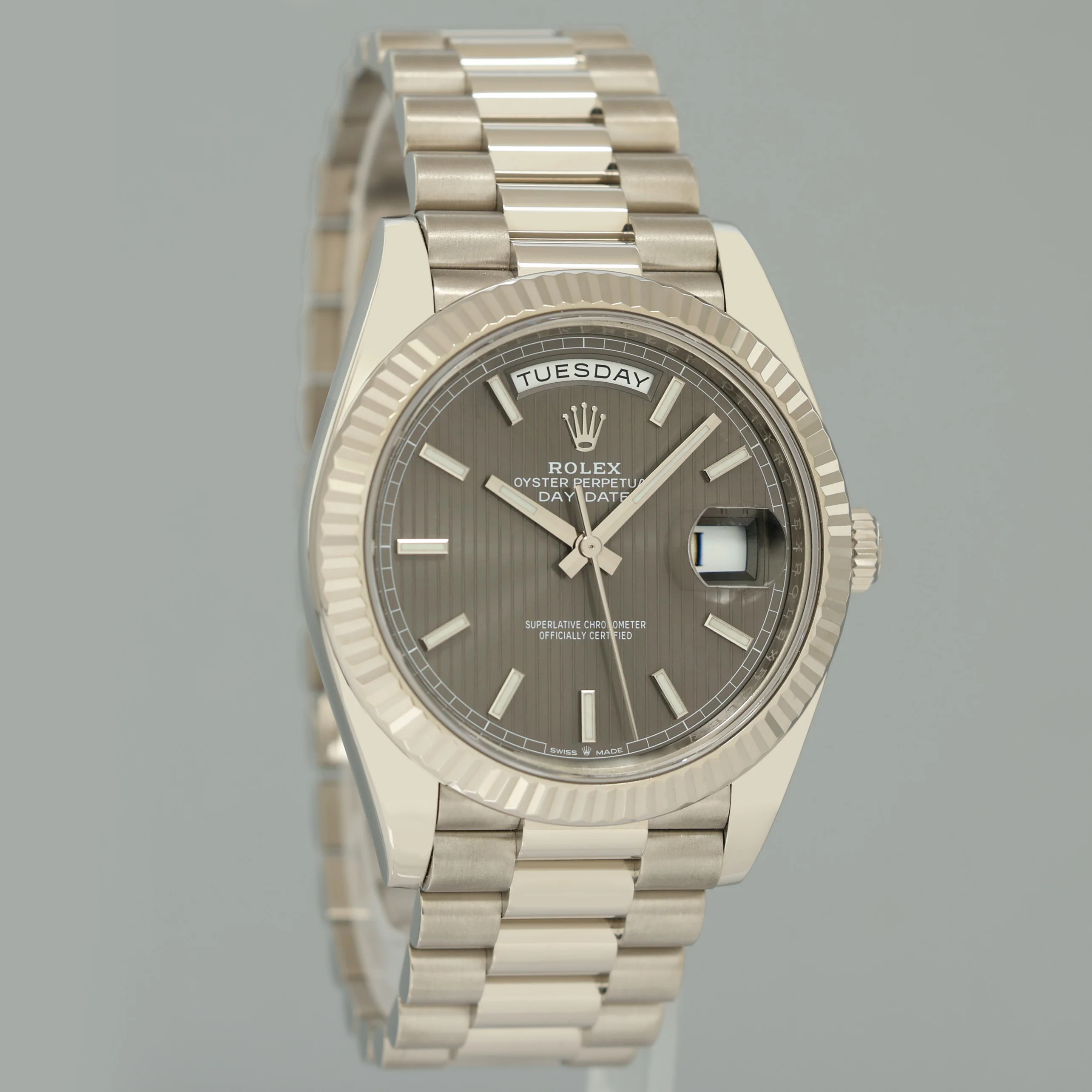 2023 NEW PAPERS Rolex Day Date 40 White Gold President Grey Stick 228239 Watch Box - Image 3