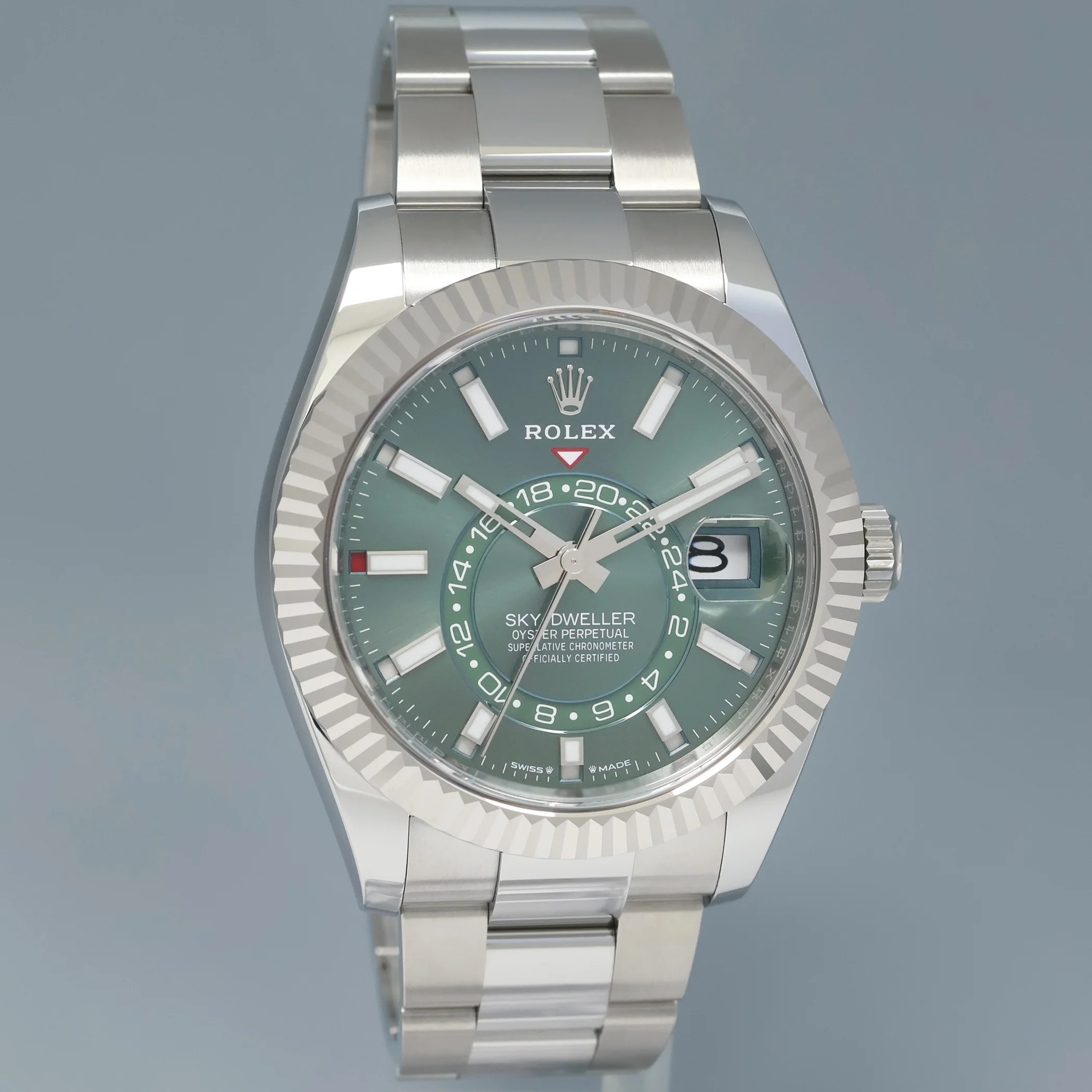 2024 NEW PAPERS Rolex Sky-Dweller Steel Green Oyster Fluted 42mm 336934 Watch Box - Image 3