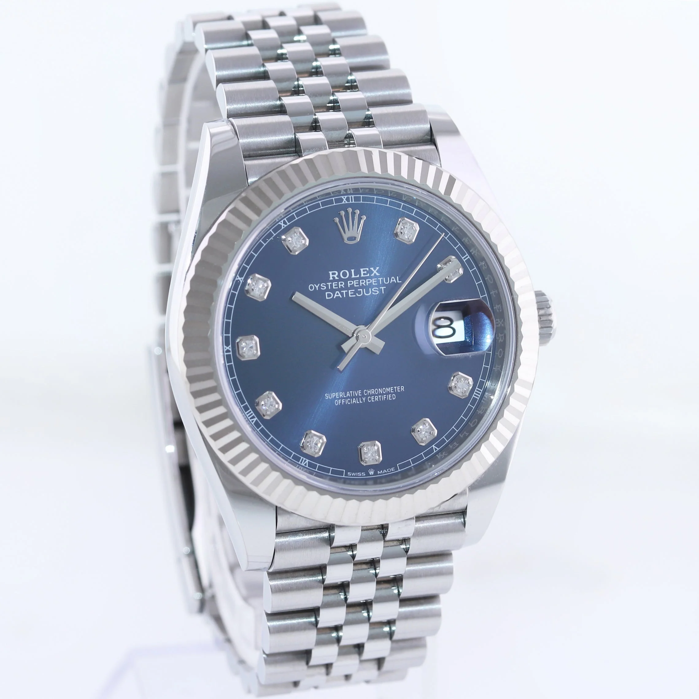 2024 NEW Rolex DateJust 41 Blue Diamond Jubilee White Gold Fluted 126334 Watch Box - Image 3