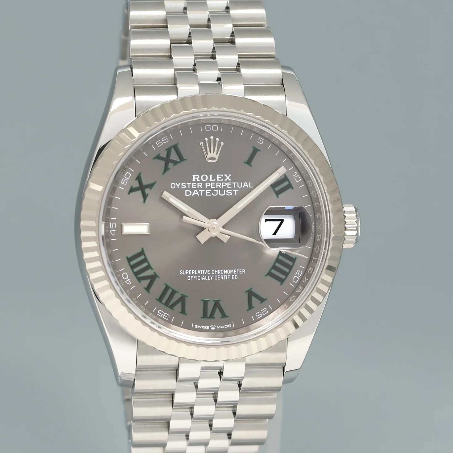 2026 NEW PAPERS Rolex DateJust 36mm Wimbledon Stick 126234 Steel Jubilee White Gold Watch - Image 3