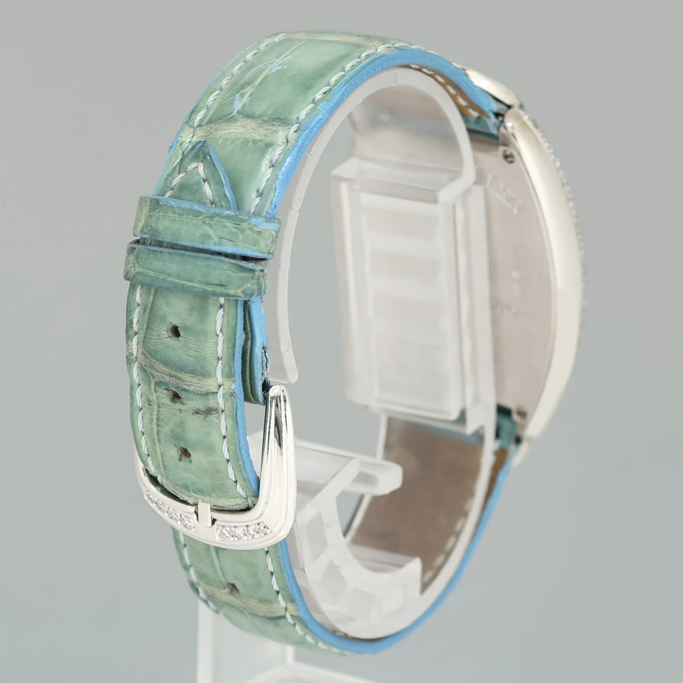 Ladies Franck Muller 18k White Gold Diamond Blue Dial Heart Design Leather Band Watch - Image 6