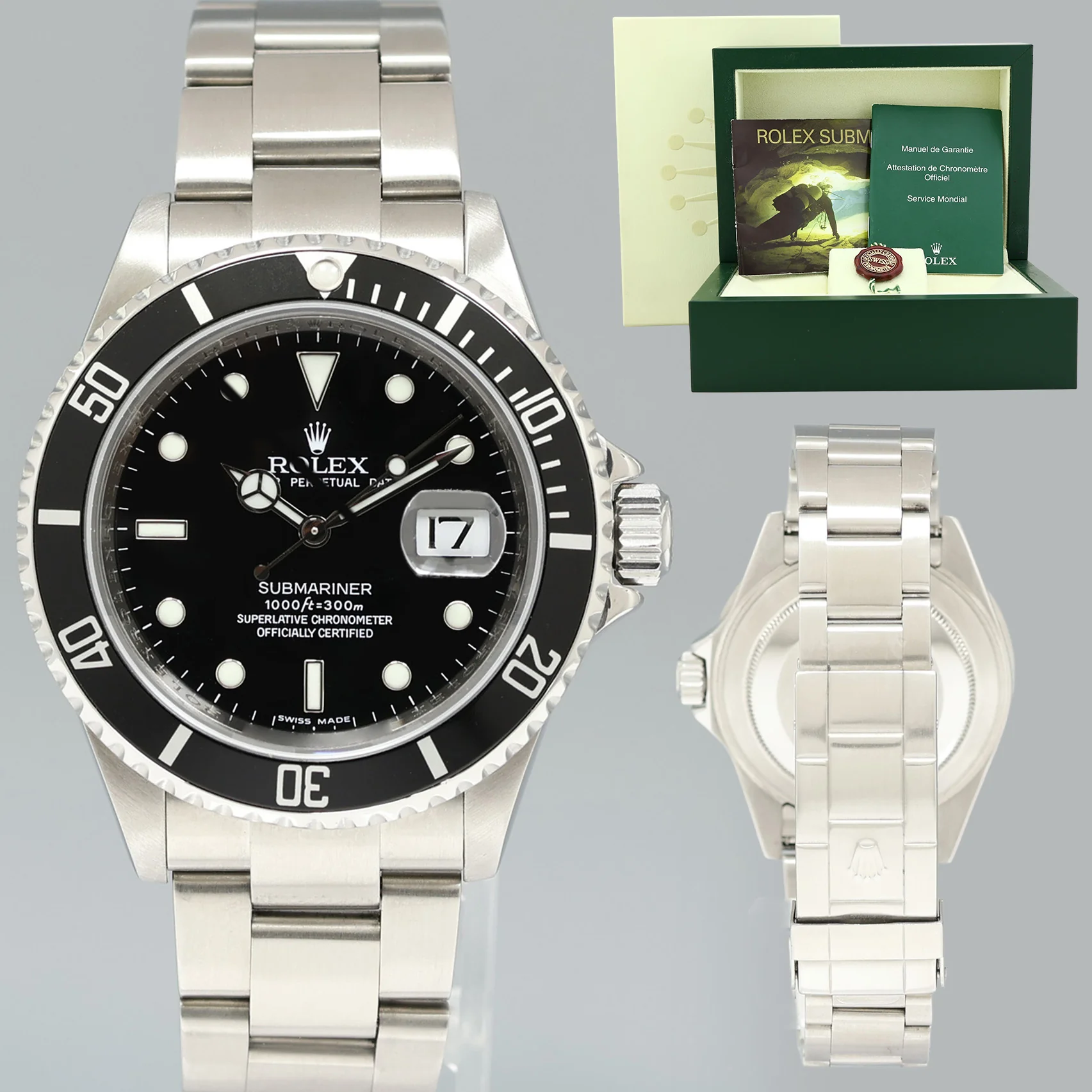 MINT 2009 Rolex Submariner 40mm Date 16610 Stainless Steel Black Watch