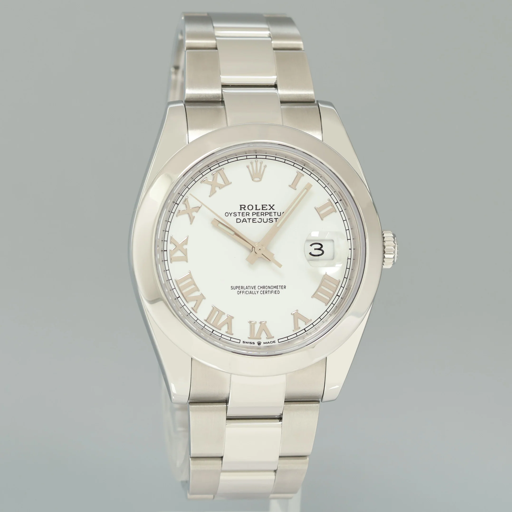 MINT 2023 NEW PAPERS Rolex DateJust 41 Steel 126300 White Roman Oyster Watch Box - Image 3