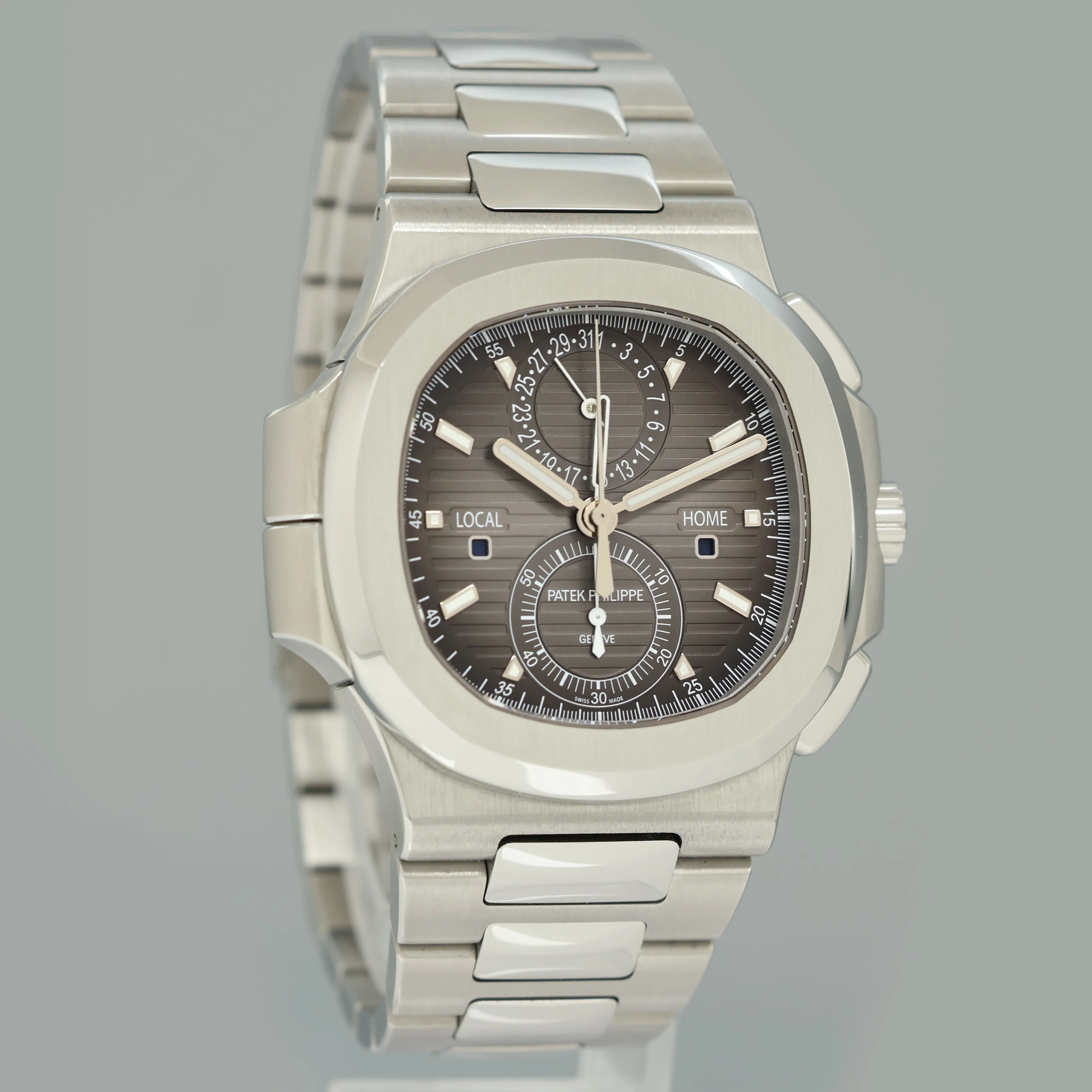 MINT PAPERS Patek Philippe Nautilus 5990/1A-001 Grey Dial 40.5mm Travel Time Chronograph Stainless Steel Watch Box - Image 4