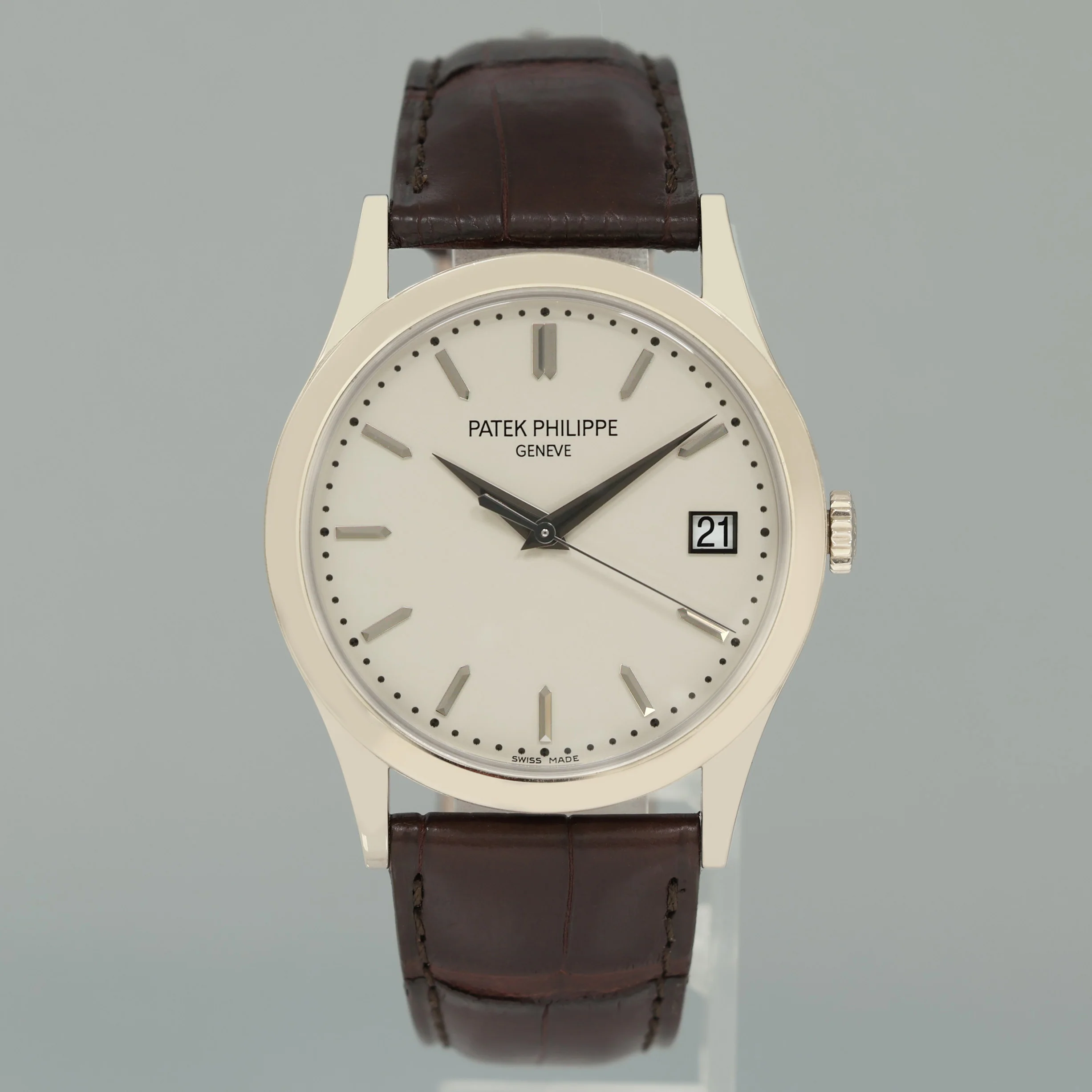 2010 PAPERS MINT Patek Philippe 5296G 38mm White Gold Calatrava Leather Watch - Image 2