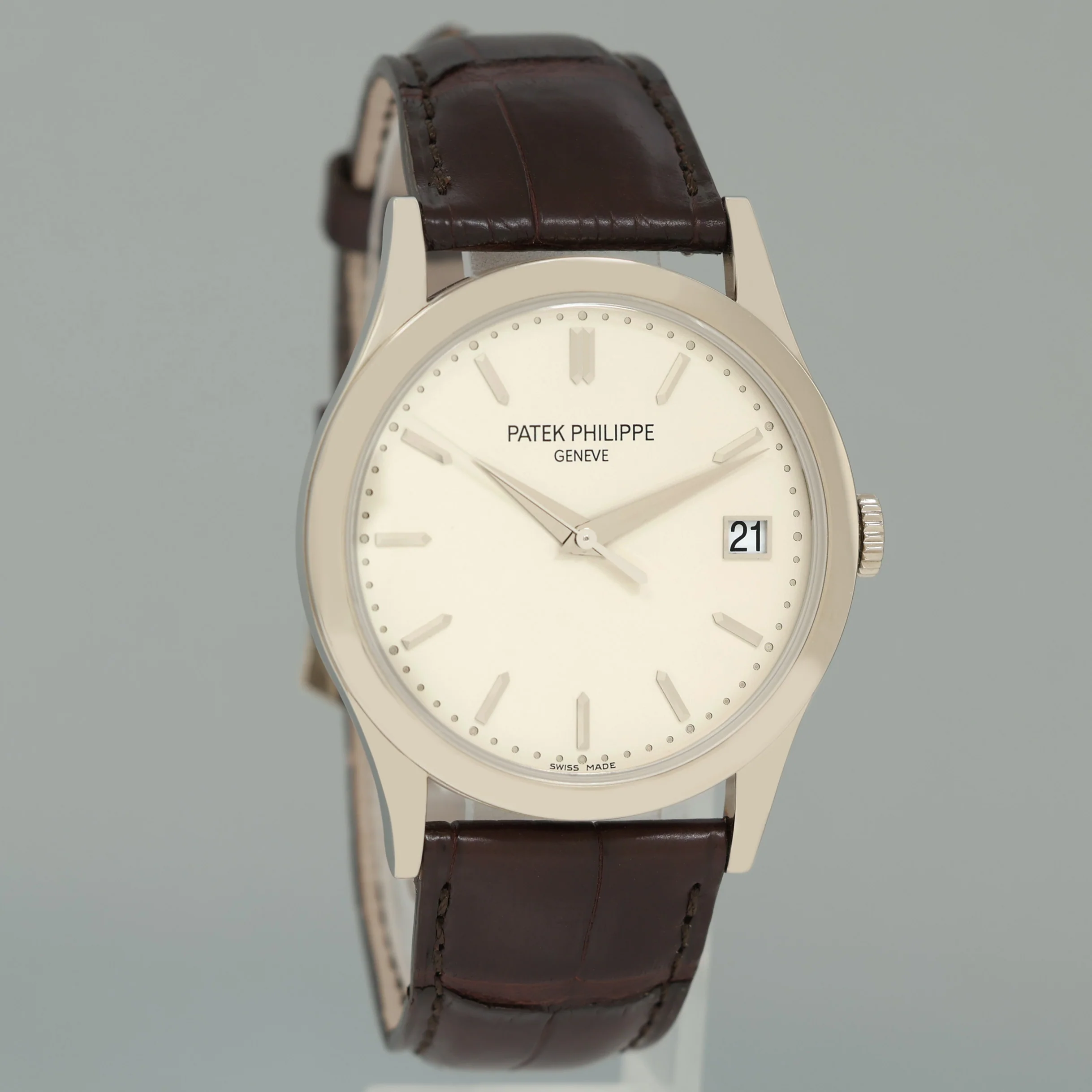 2010 PAPERS MINT Patek Philippe 5296G 38mm White Gold Calatrava Leather Watch - Image 3