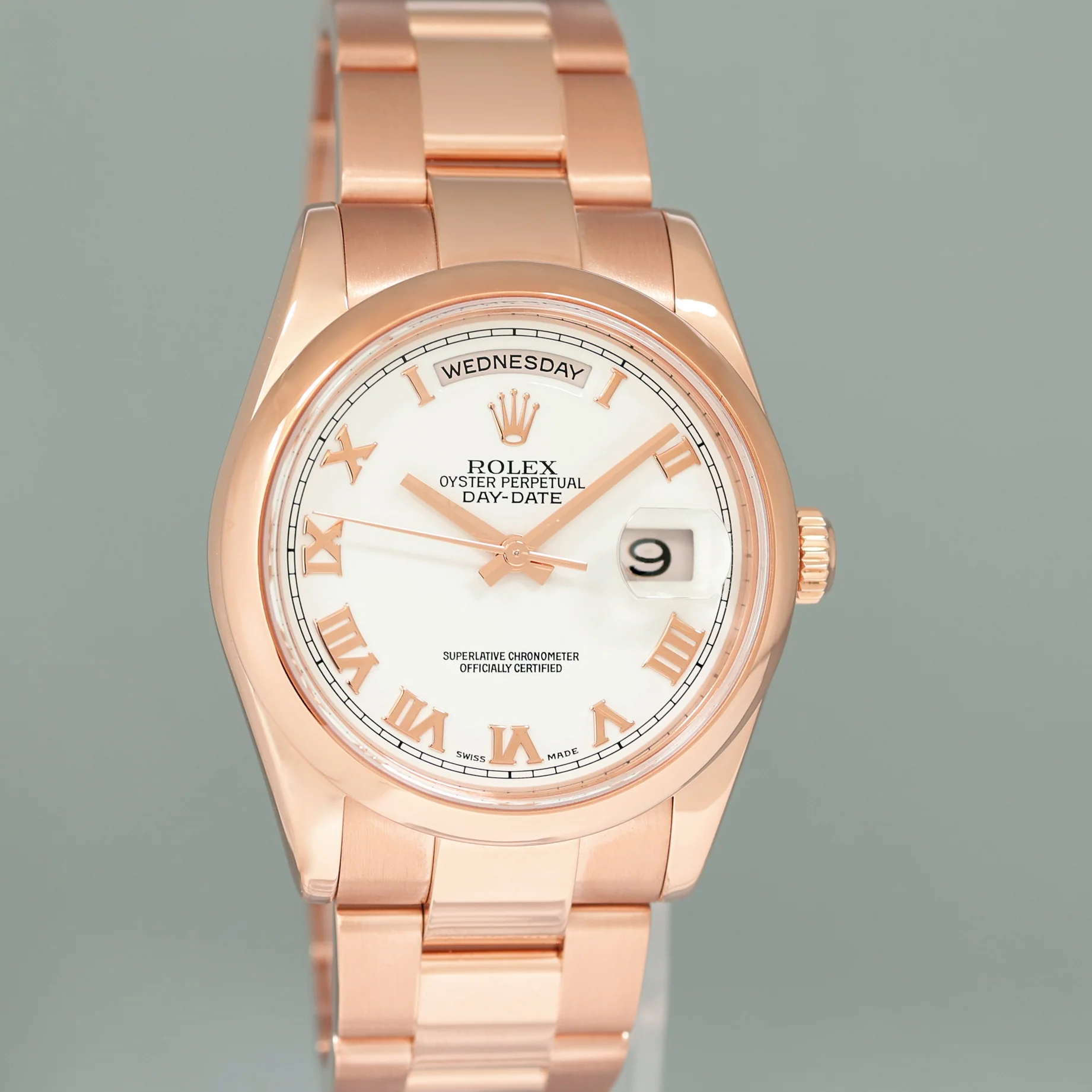 MINT Rolex President Day Date 36mm Rose Gold 118205 White Roman Watch Box - Image 3