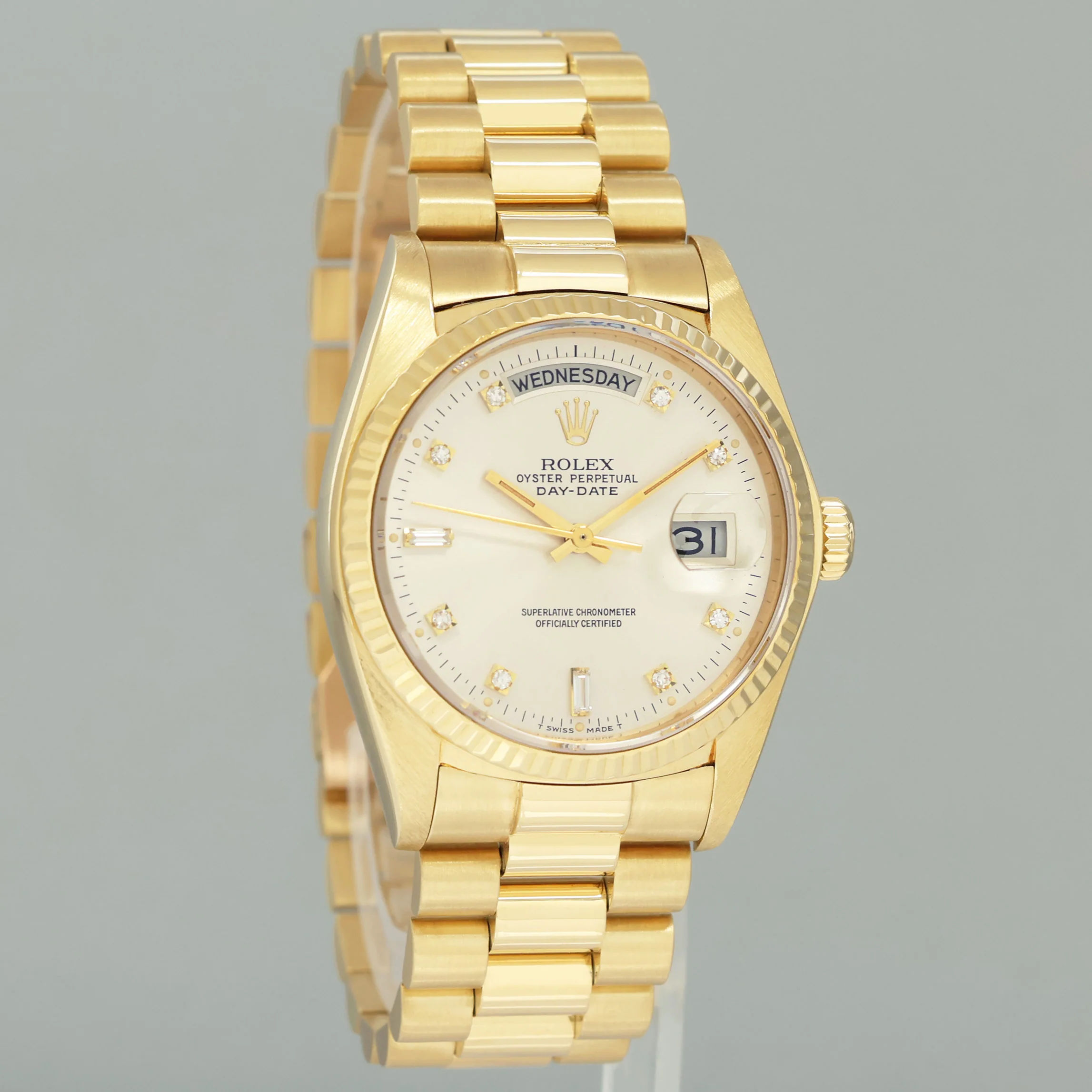 MINT Rolex President Day-Date Silver Diamond 18038 Quickset Yellow Gold Watch Box - Image 3