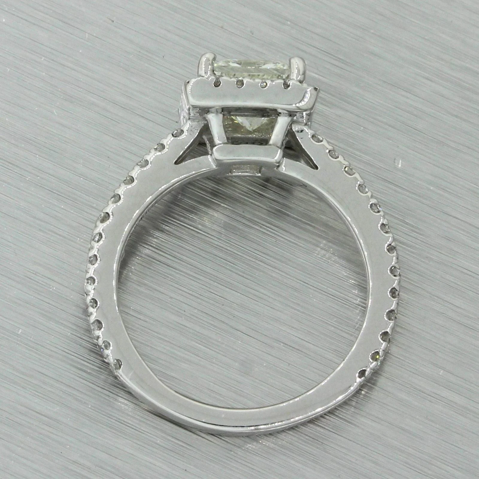 Modern 14k White Gold 1.41ctw Princess GIA Diamond Halo Engagement Ring - Image 4