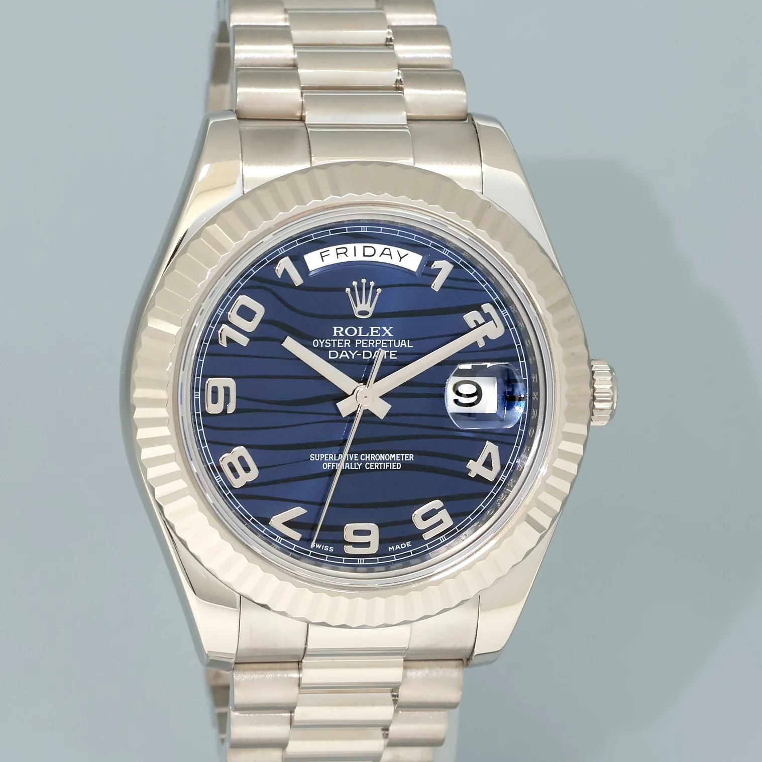 PAPERS MINT Rolex Day Date 2 President 218239 White Gold 41mm Blue Wave Watch Box - Image 3