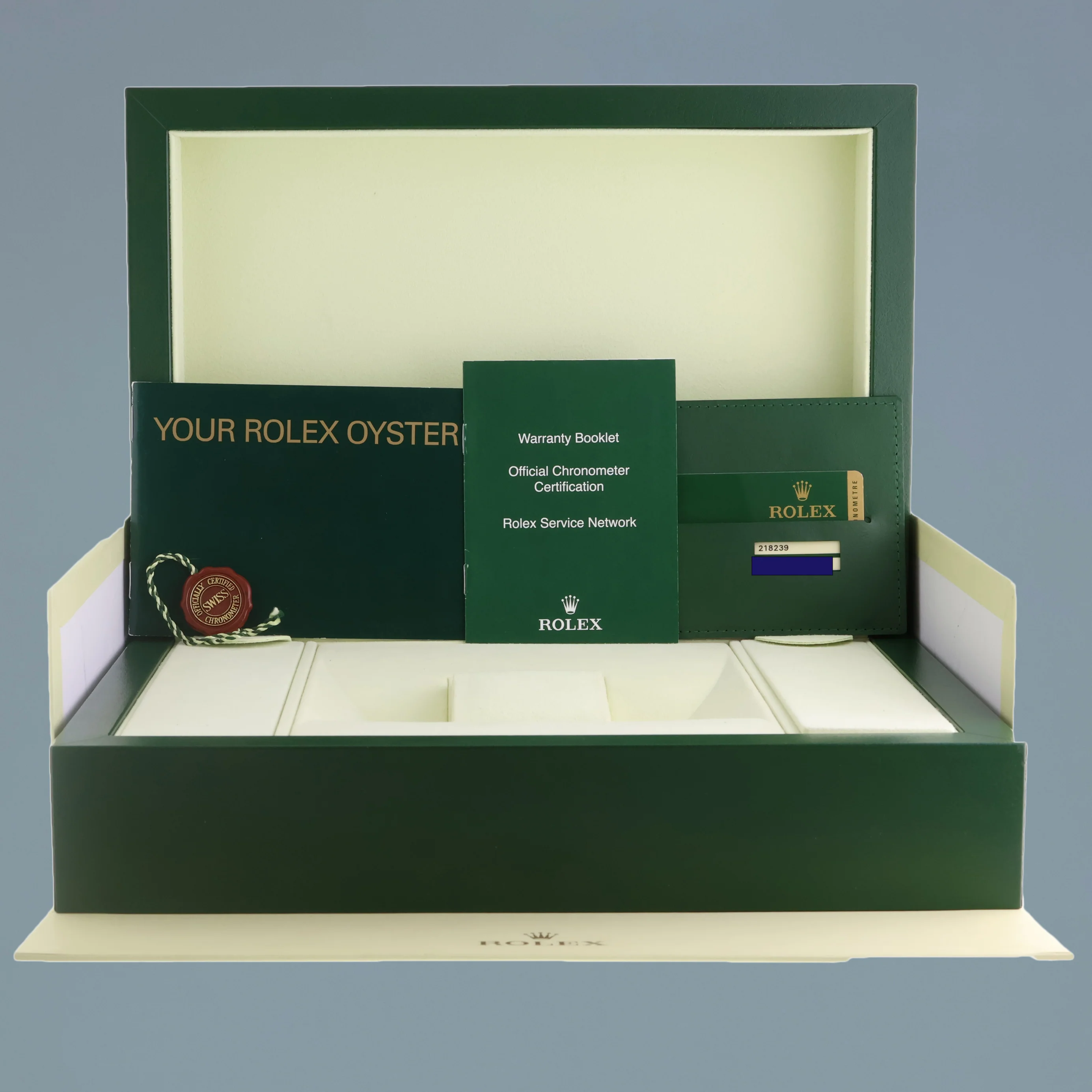 PAPERS MINT Rolex Day Date 2 President 218239 White Gold 41mm Blue Wave Watch Box - Image 7